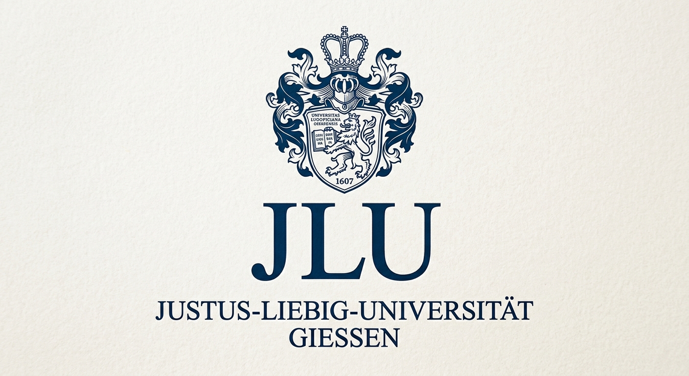 Justus Liebig University Giessen official logo featuring the university crest with JLU initials in dark blue