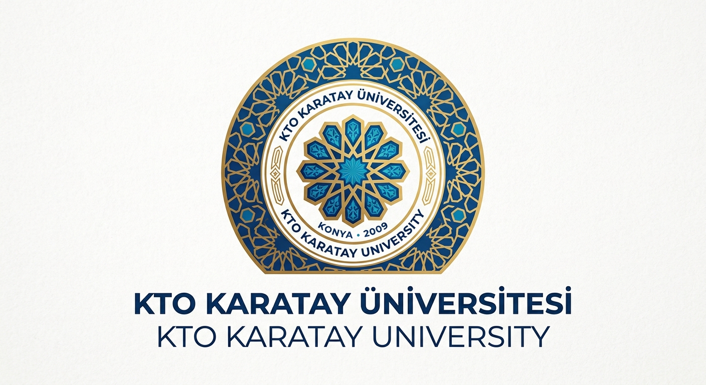 KTO Karatay University official logo featuring stylized Seljuk geometric motifs in blue and gold tones with university name in Turkish and English