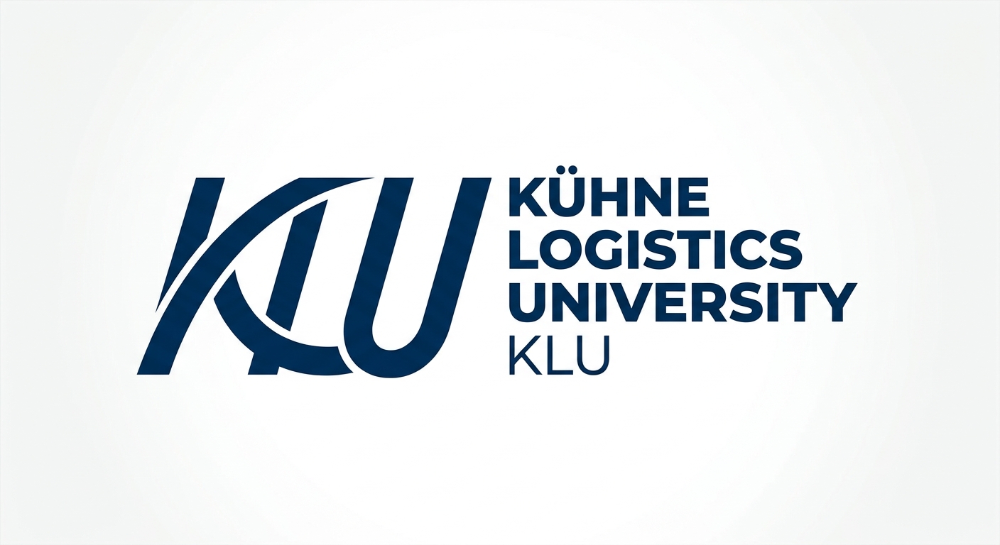 Kühne Logistics University KLU official logo, dark blue text with stylized KLU monogram on white background