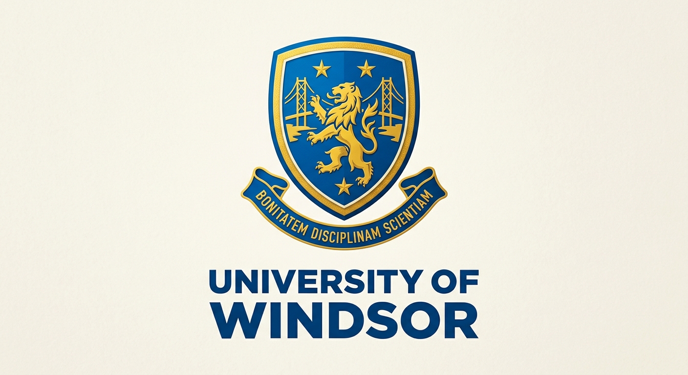 University of Windsor official logo featuring a blue and gold shield with the motto Bonitatem Disciplinam Scientiam and the university name in bold text