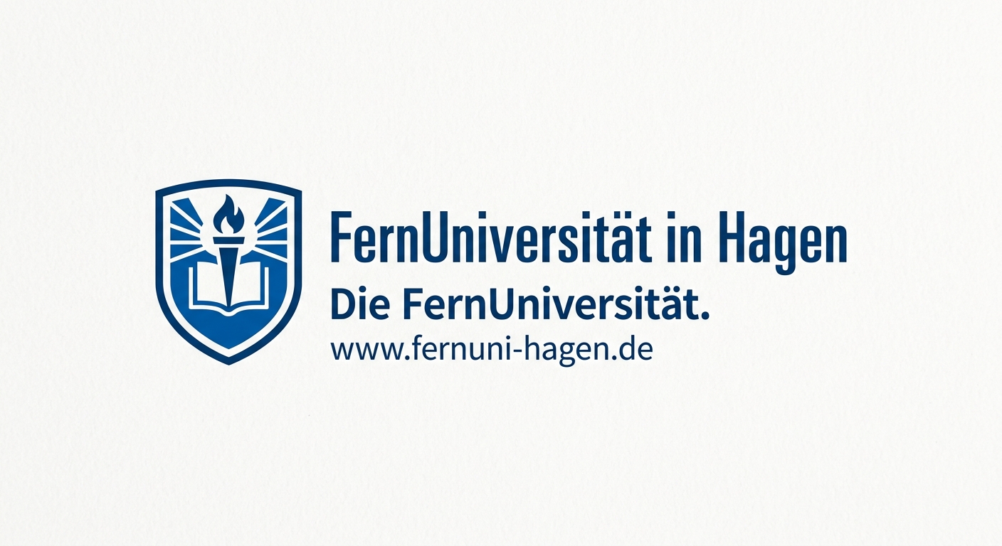 FernUniversität in Hagen official logo, blue and white color scheme, stylized text with university crest
