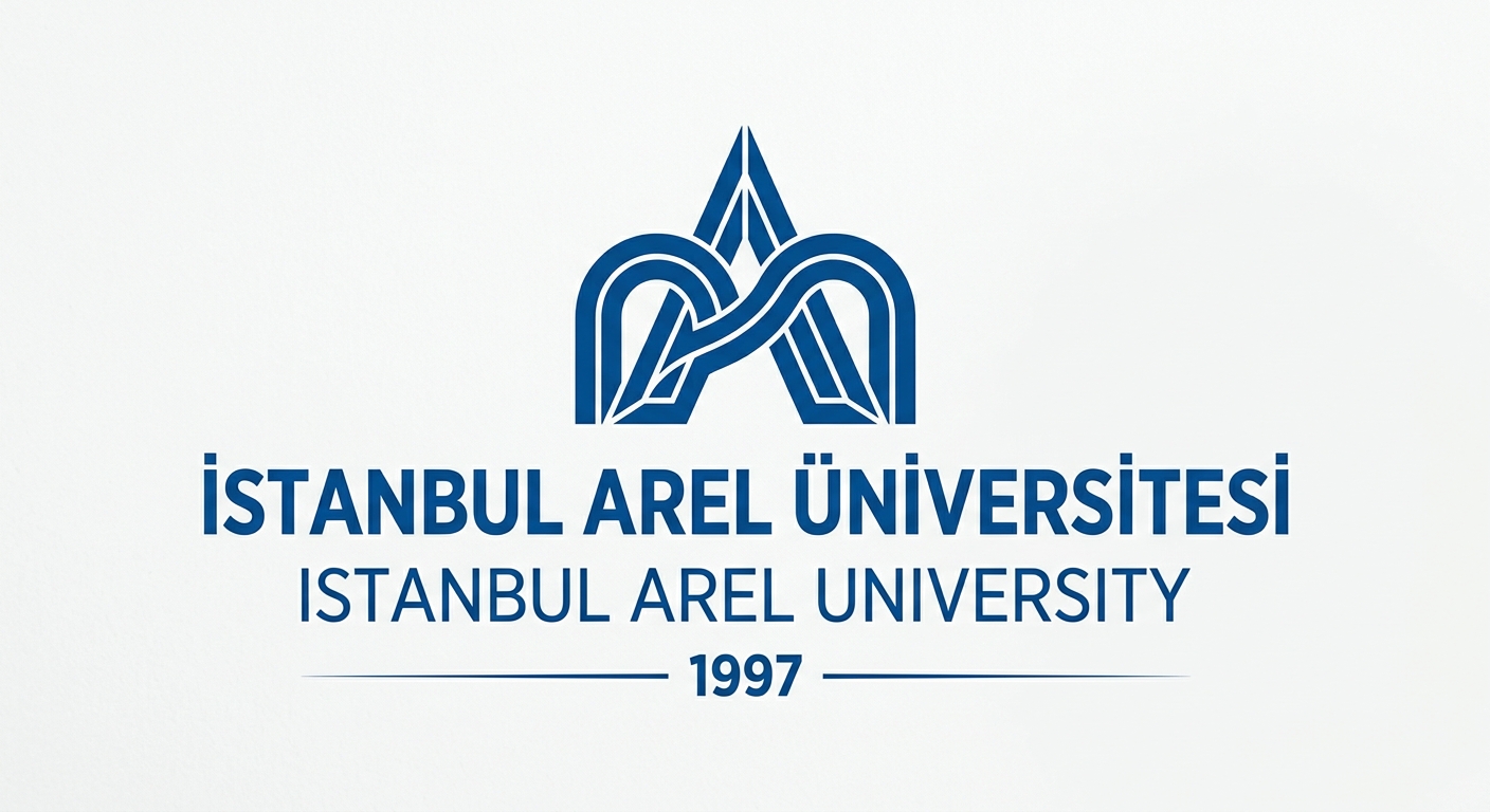 Istanbul Arel University official logo, blue and white color scheme with university name in English and Turkish