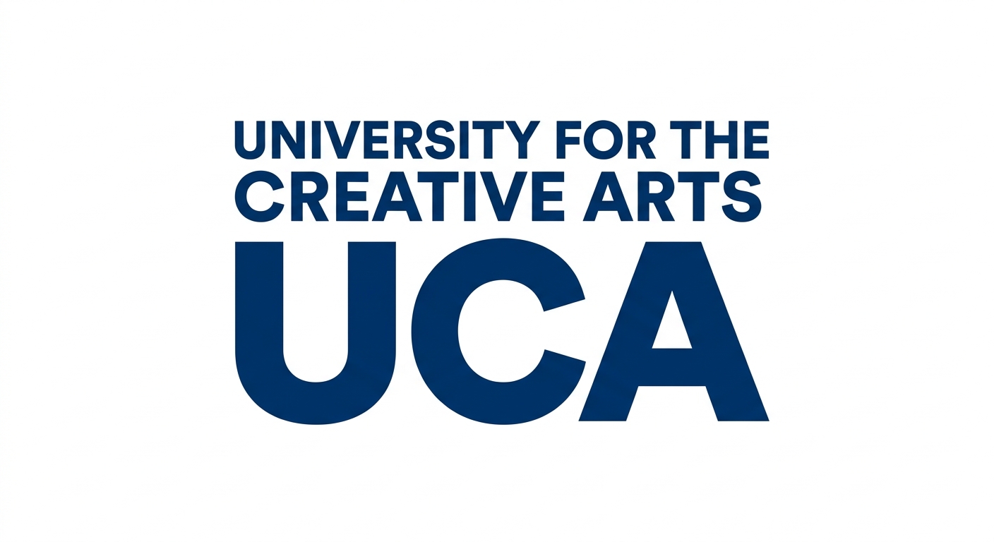 University for the Creative Arts UCA official logo, bold typographic design in dark blue on white background