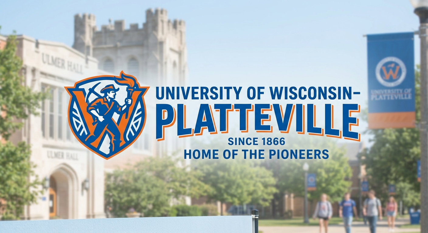 University of Wisconsin-Platteville official logo featuring the UW-Platteville wordmark in blue and orange Pioneer colors