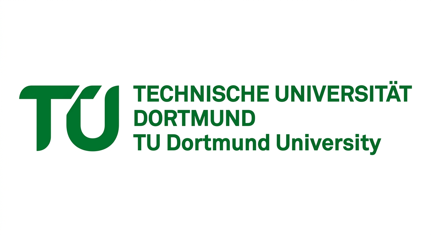 TU Dortmund University official logo, green and white color scheme, stylized TU letters with Technische Universität Dortmund text