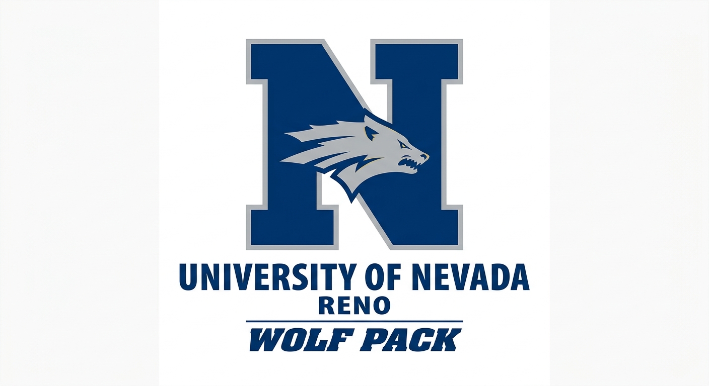 University of Nevada Reno official logo featuring a bold blue N with Wolf Pack branding on a white background