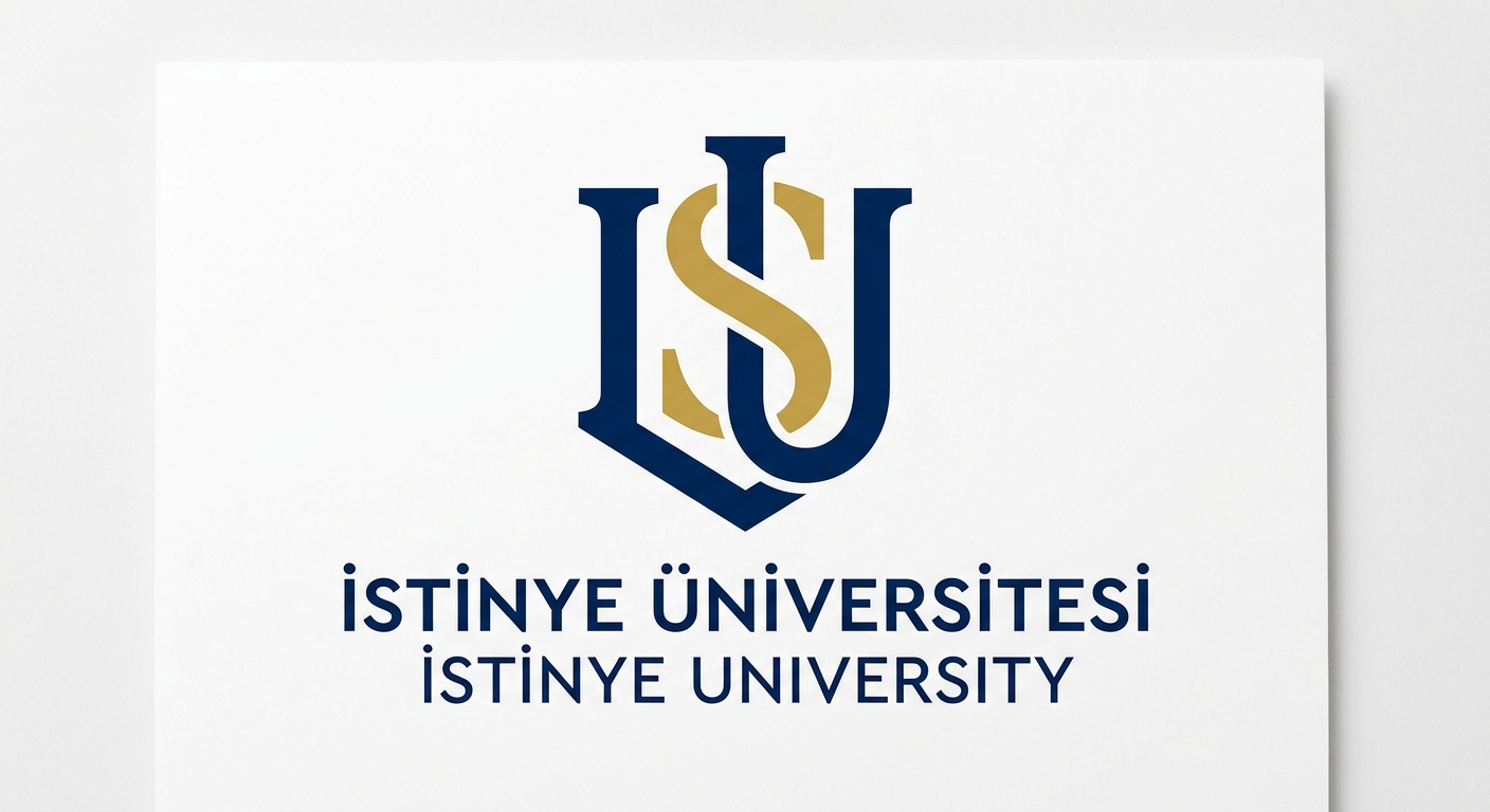 Istinye University official logo, stylized ISU monogram in dark blue and gold on white background, modern minimalist academic emblem