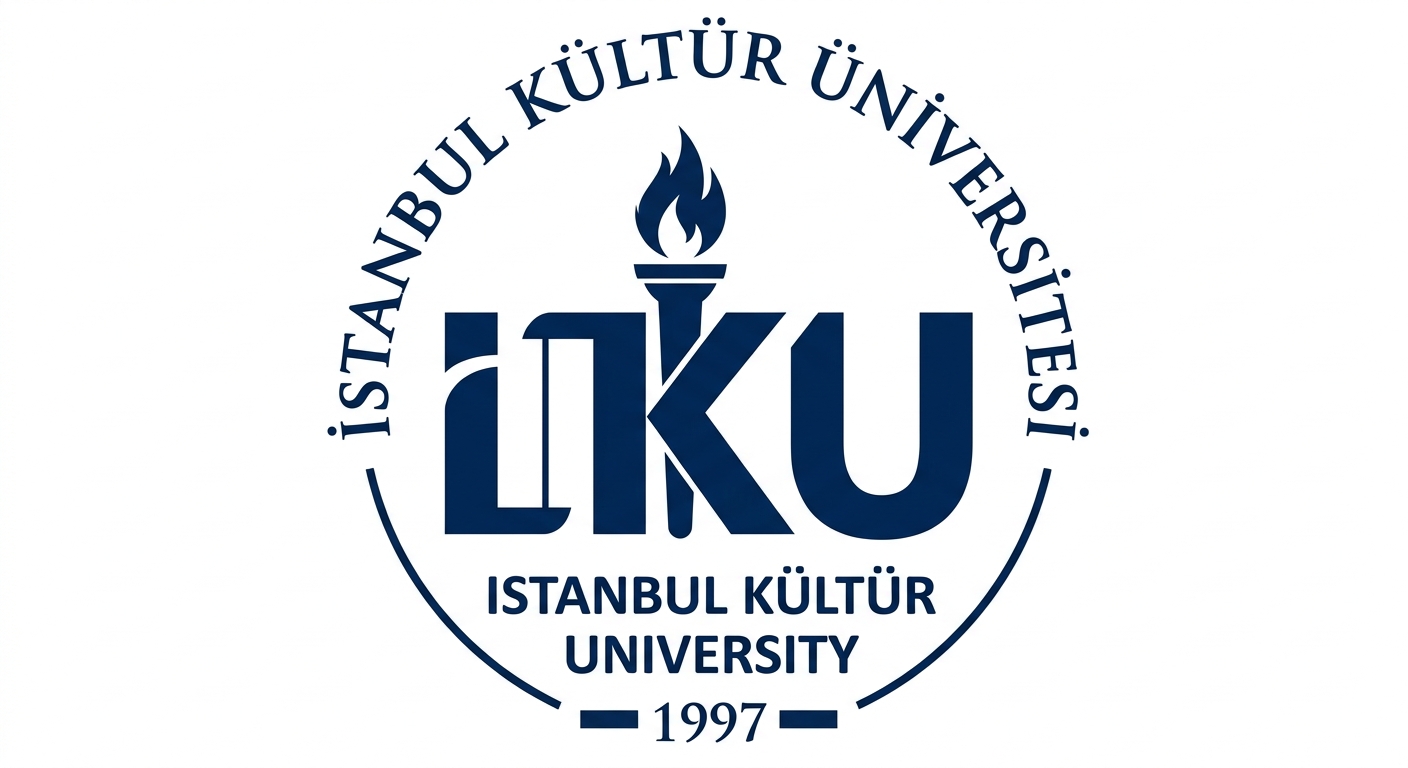 Istanbul Kültür University official logo featuring IKU monogram in dark blue with stylized torch emblem and Turkish and English university name text
