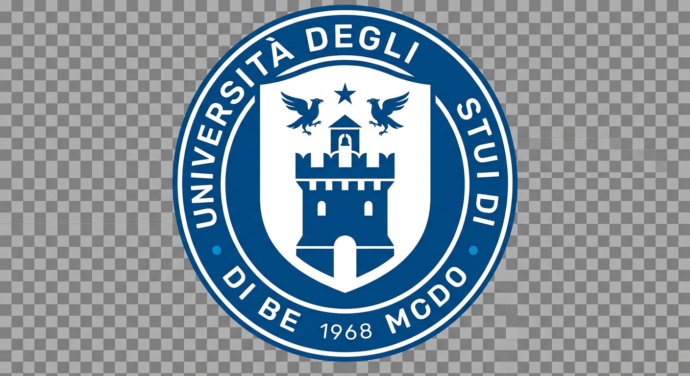 University of Bergamo official logo, blue and white crest with text Università degli Studi di Bergamo, clean modern design on transparent background