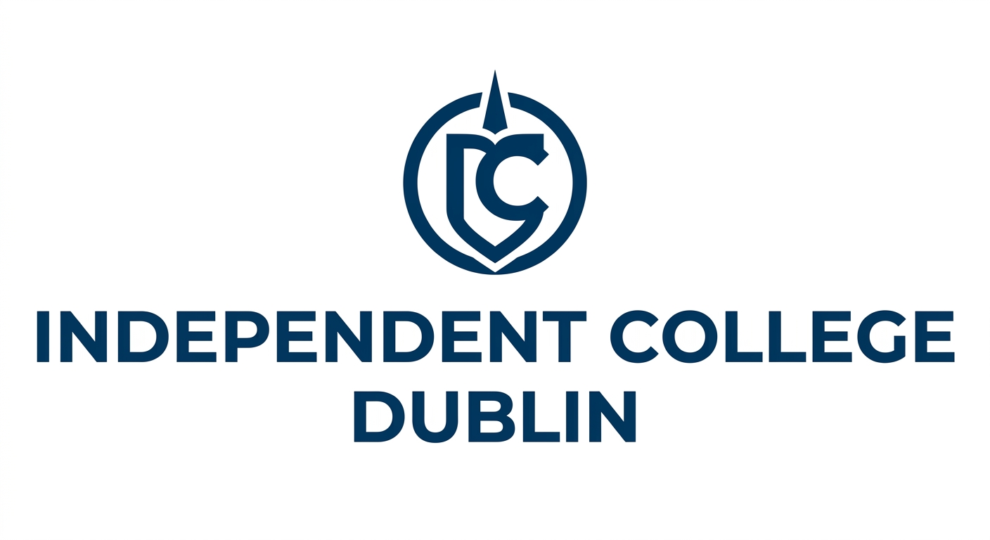 Independent College Dublin official logo, modern typographic design with college name in dark blue text on white background