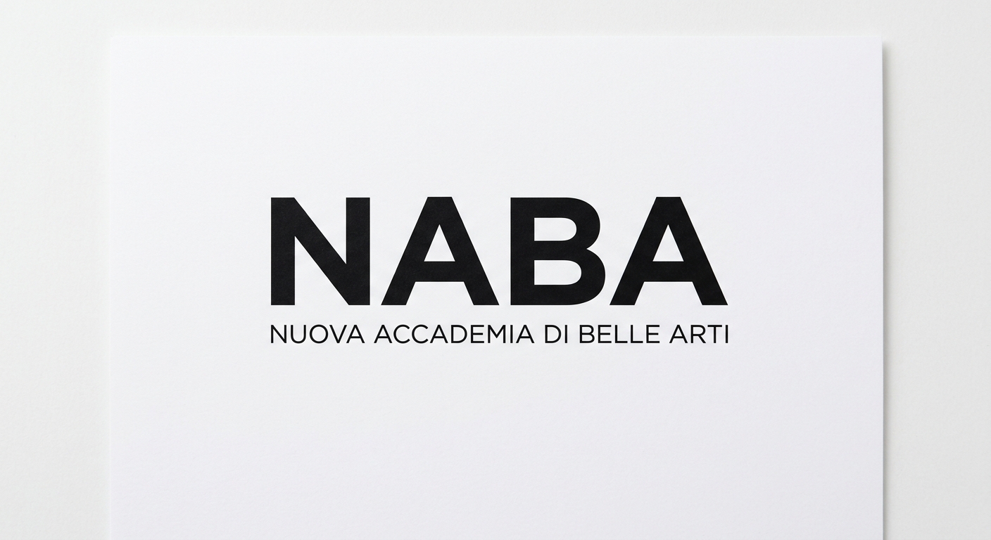 NABA Nuova Accademia di Belle Arti official logo, minimalist black text on white background, modern sans-serif typography