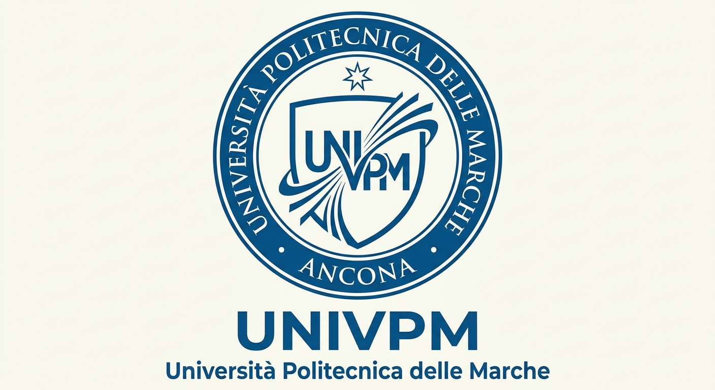 Marche Polytechnic University official logo, Università Politecnica delle Marche crest with blue and white color scheme, stylized UNIVPM emblem