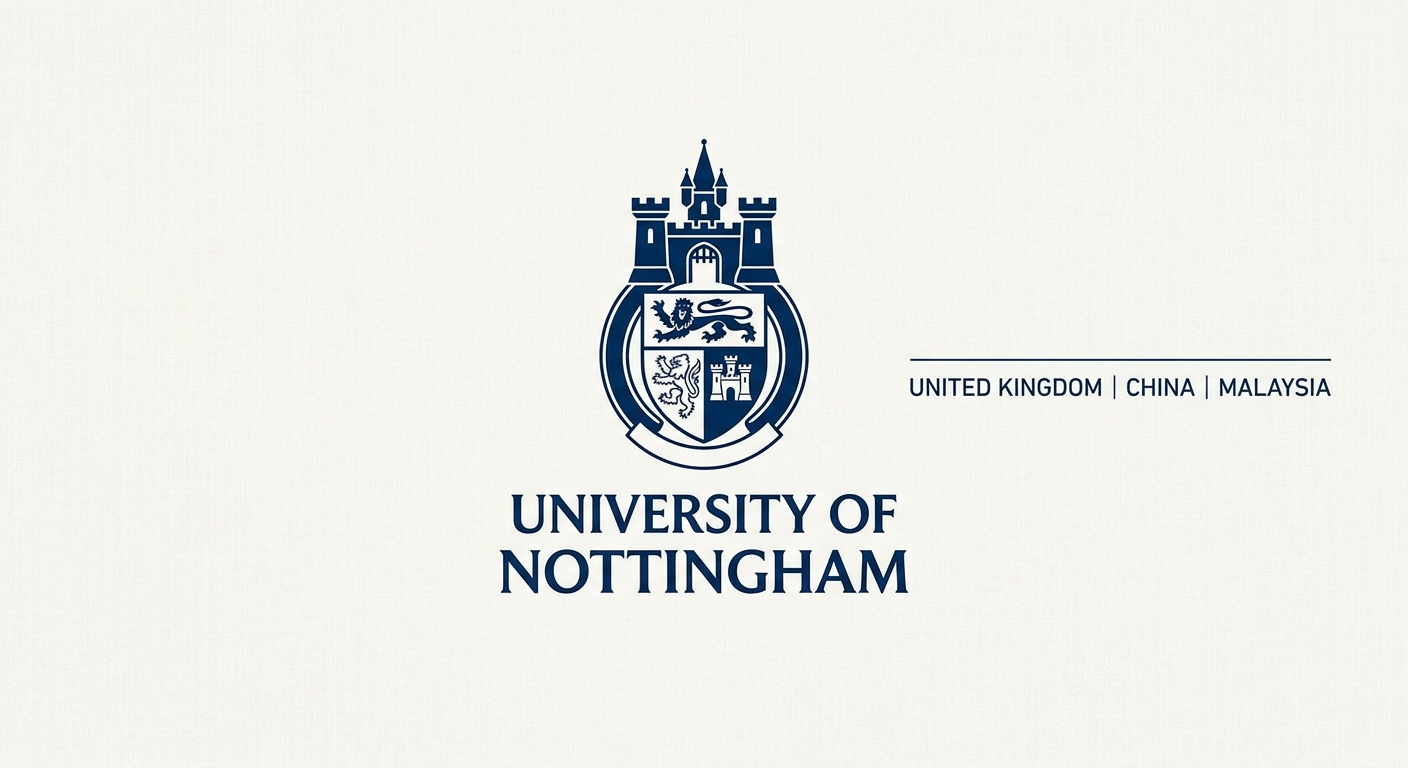University of Nottingham official logo featuring the university crest with a castle tower emblem in dark blue